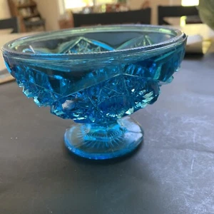 Vintage Starburst and Buttons Colonial Blue Candy Dish - Picture 1 of 6