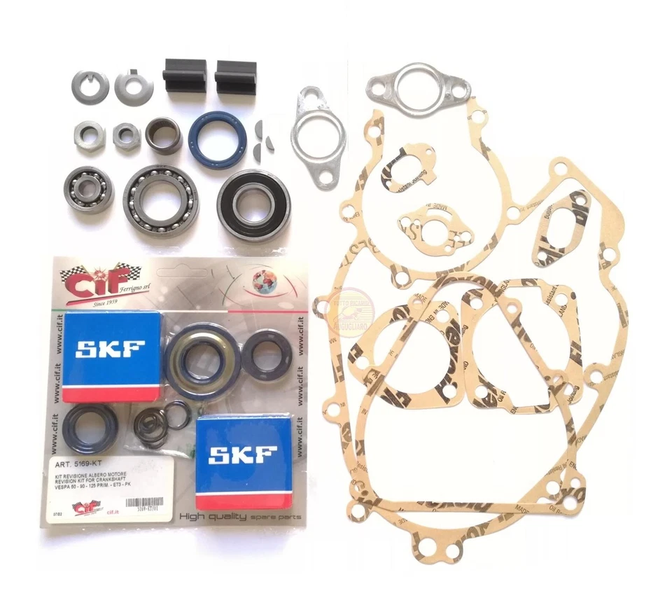 SKF/CORTECO/CIF Kit completo revisione motore cuscinetti guarnizioni per Vespa 125 ET3 Primavera