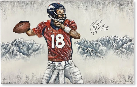 Peyton Manning Broncos Signed 24x36 Plaster Art-Hand Painted Justin Mencini LE 1 Cover