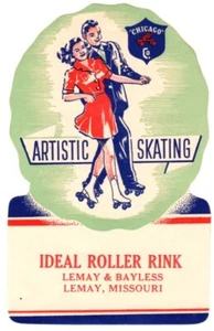 Etiqueta adhesiva de patinaje ideal vintage Lemay, Missouri años 50 - Imagen 1 de 2