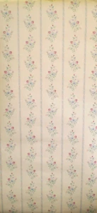 Vintage Multi Color Flowers with Floral Stripe on Beige  999-1130 - Picture 1 of 12