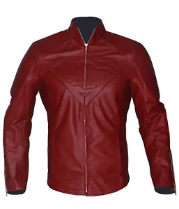 Superman Smallville Maroon Leather Motorcycle Jacket Halloween Cosplay Costume - Picture 1 of 4
