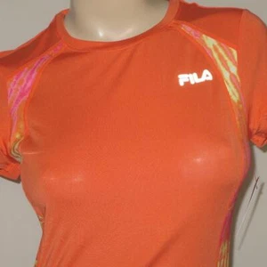Fila Sport Womens Small Orange Pink Running Active Dri Fit Top Gym Yoga Shirt - Picture 1 of 12