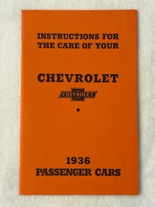 Ristampa 1936 Istruzioni per la cura della tua autovettura Chevrolet Manuale - Foto 1 di 7