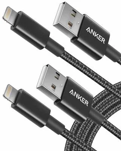 iPhone Charger Cable Anker 6ft Premium Nylon MFi Certified Lightning Cable 2Pack - Picture 1 of 7