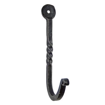 Forged Wrought Iron Twisted Wall Hook Key Towel Coat Hanger Antique Look 4.5 in - Image 1 of 4