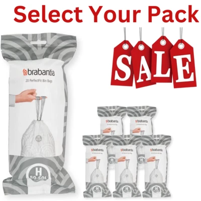 Brabantia Perfect FIT Bin Liners 50-60L Waste Bags Type H Size Pack40-80-120