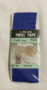 Vintage Wrights Köperband PC02 blau 100 % Polyester 3 yd x 0,25" 117301078 Neu aus altem Lagerbestand - Bild 1 von 2