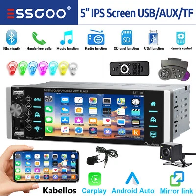 Autoradio Funk Carplay Android Auto 1DIN Bluetooth Mit Bildschirm USB MIK Kamera - Bild 1 von 4
