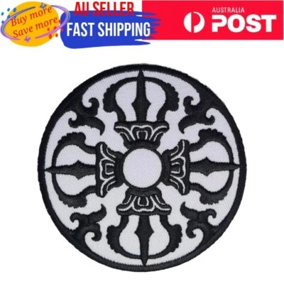 Tibetan Buddhist Double Dorje (Vajra) Iron on Patch Wisdom 7.5×7.5×0.1cm(2.8g) - Image 1 of 3