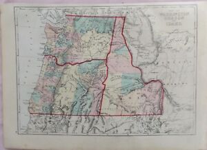 1876 Washington Oregon Idaho Centennial Antique Atlas Map
