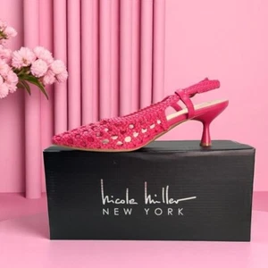 Bomba Nicole Miller Slingback rosa trenzada 7,5 - Imagen 1 de 8