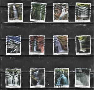 USA 2023 used Stamps Set of 12 Waterfalls VFNH - Picture 1 of 1