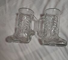 Pair Of Vintage Libbey of Canada 6 1/2'" Tall 16 oz. COWBOY BOOT MUGS READ Desc.