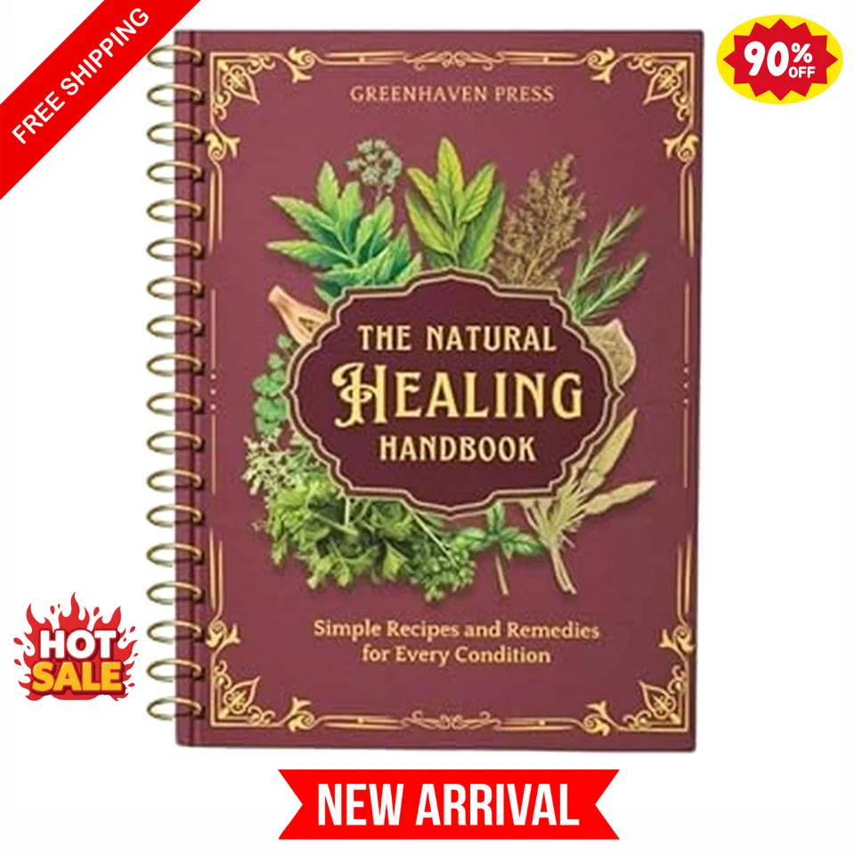 The Natural Healing Handbook Spiral Herbal Remedies Wellness Recipes Guide Gift - Image 1 of 4