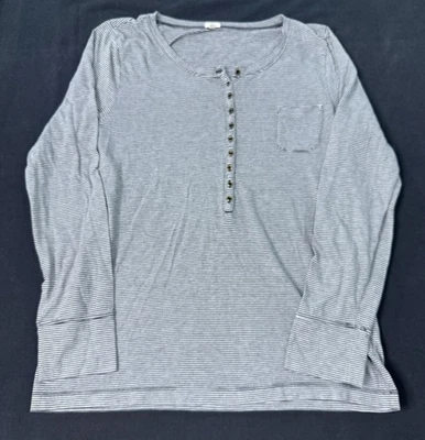 J. Camisa Henley Crew cinza carvão listrada manga longa tamanho grande - Imagem 1 de 4