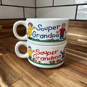Vintage Soup Mugs - Colorful Grandma & Grandpa Souper Mugs - 16 oz - Picture 1 of 10