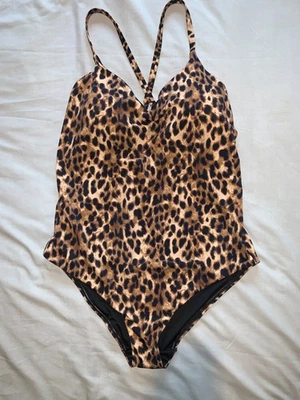 F&F 'Edit' Swimsuit Leopard Print Multiway N/W Optional Padded 20 Brown Mix BNWT - Image 1 of 4