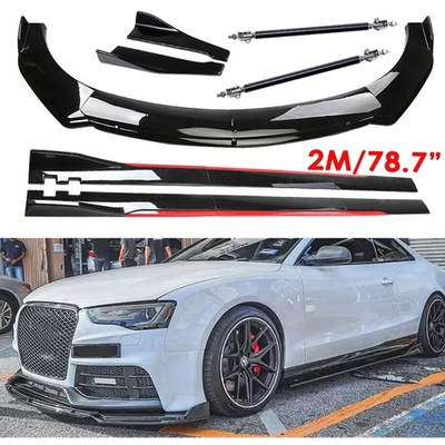 Front Bumper Lip Spoiler Splitter Glossy Black Body Kit For Audi A3 A4 A5 A6 S5 Foto 1 de 4