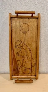 Bandeja/colgante de pared de madera tallada a mano de colección niño impermeable con pato firmado - Imagen 1 de 15