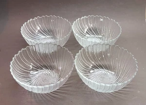 Vintage set of 4 Arcoroc SEABREEZE Glass Swirl Scalloped 5-1/2" Cereal Bowls - Picture 1 of 4