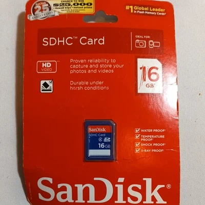 New Sandisk SDHC Secure Digital High Capacity Card 16GB Class 4 Camera Camcorder - Image 1 of 2