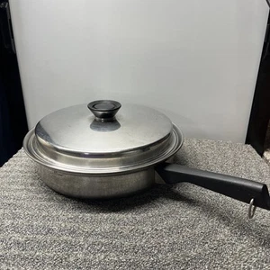 Vintage Amway Queen 18/8 Edelstahl Multi Ply Skillet Pfanne 10,5" mit Deckel USA - Bild 1 von 15