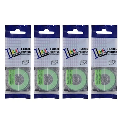 4PK Fluorescent Green Tape Cartridge XR-9FGN for Casio KL-60 EZ Label 9mm - Image 1 of 4
