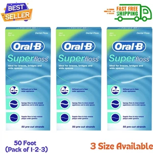 Oral-B Super Floss Pre-Cut Strands Dental Floss, Mint, 50 Count (pack of 1-3) - Picture 1 of 8