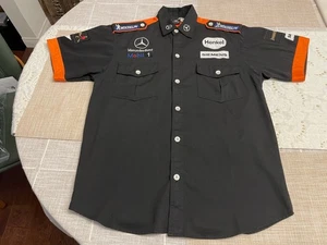 Mercedes Benz Racing Team Pit Crew Button Shirt Size M Formula 1 Michelin Mobil1 - Picture 1 of 13