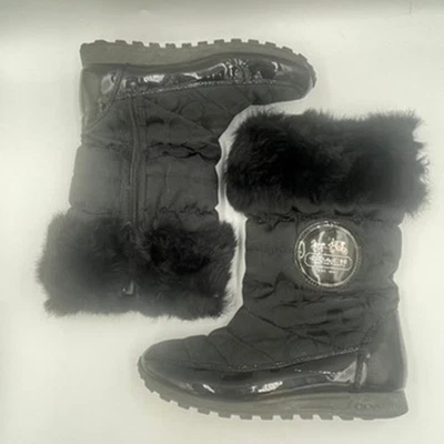 Botas Coach Joyous A7303 negras con logotipo de firma a mitad de la pantorrilla con cremallera para nieve 6 ribete de piel Foto 1 de 4