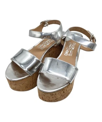 Сандалии на танкетке Salvatore Ferragamo/серебристые/размер 6,5 - Изображение 1 из 4
