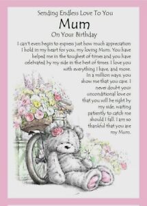 Sending Endless Love To You Mum on Your Birthday A5 Sized Birthday Card