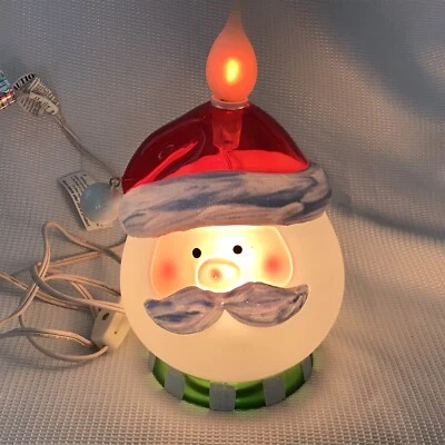 Lámpara de Navidad Vintage Rojo Papá Noel Sombrero Rojo Luz de Noche Eléctrica Vacaciones Foto 1 de 4