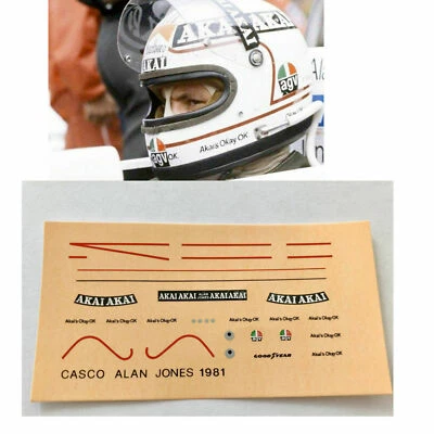 Decals 1.12 1/12 casco alain jones f1 driver car auto FDS Automodelli  - Immagine 1 di 2