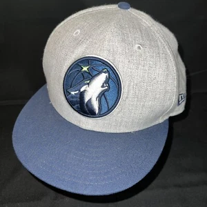 MINNESOTA TIMBERWOLVES NBA NEW ERA 9Fifty SnapBack Flat bill HAT Gray Navy EUC! - Picture 1 of 9