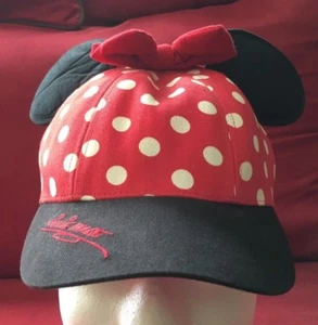 Walt Disney World Minnie Mouse Ears Red White Polka Dot Baseball Cap Hat Youth - Picture 1 of 9