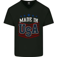 Made in the USA America American Mens V-Neck Cotton T-Shirt