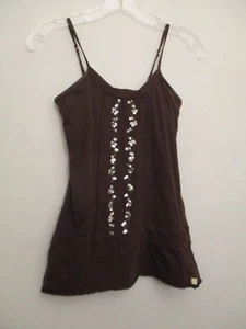 Hollister Damen Gr. S 100% Baumwolle Perlen Pailletten Dekoration Camisole Bluse Top - Bild 1 von 12