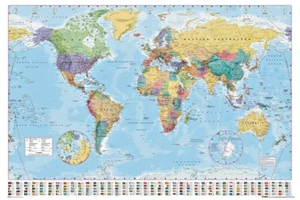 World Map poster with Flags - Picture 1 of 1