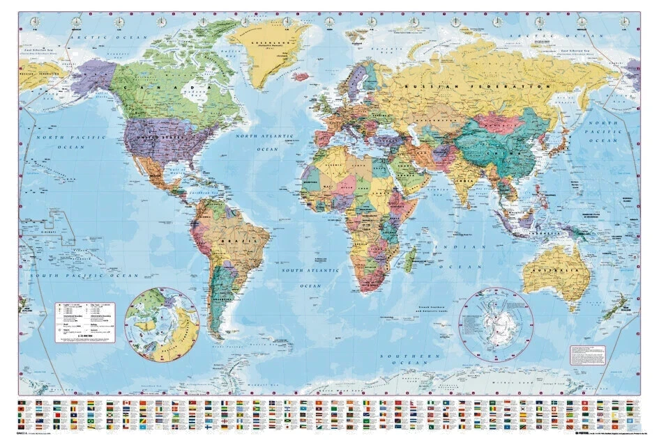 World Map poster with Flags - Image 1 of 1
