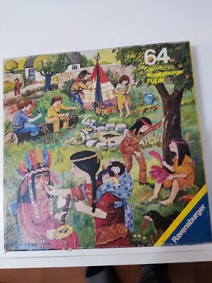 PUZZLE VINTAGE  64 PEZZI RAVENSBURGER- Gioco degli indiani anno 1981 Completo! - Immagine 1 di 4