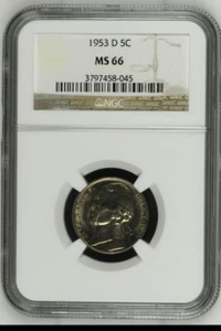 1953-D 5C Jefferson Nickel NGC MS66 - Picture 1 of 2