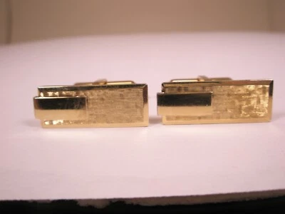 Engrave Ready Gold Plated Quality Vintage KREMENTZ Cuff Links simple plain - Image 1 of 4