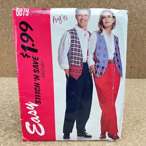 McCalls 6079 Loose Pants and Lined Vest Misses Mens Size M XL Sewing Pattern - Picture 1 of 4
