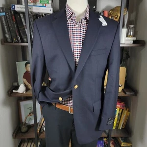 JOS A BANK EXECUTIVE Men's Sport Coat Blazer Two Button Deep Navy Wool Size 42R - Picture 1 of 12