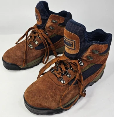 Botas Raichle Mujer 7.5 Cuero Marrón/Azul Marino Senderismo Tobillo Montañismo Foto 1 de 4