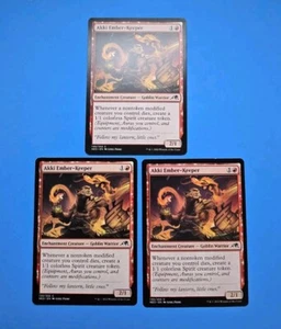 3x Akki Ember-Keeper Kamigawa Neon Dynasty Mtg Card Enchantment Mountain 130 - Picture 1 of 2