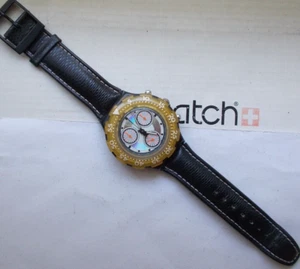 AQUA CHRONO SWATCH " BLACK RUDDER " '93 WOW RARE L@@K - Picture 1 of 5