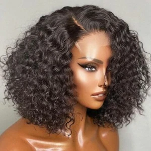 Kinky Curly Brazilian Human Hair Wigs Pre Plucked 4x4 Lace Front Wigs - Picture 1 of 5